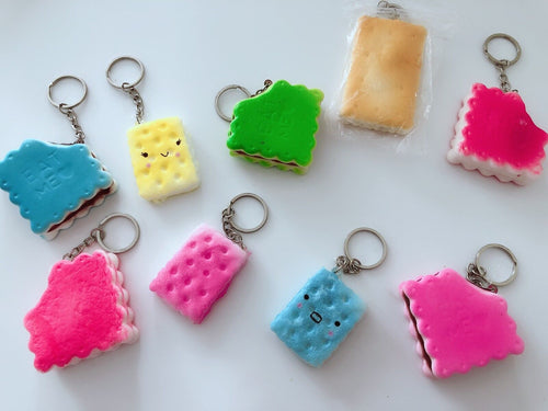 2 Slow rising Scent Biscuit Cookie Squishie Squish Keyring Squeeze toy Strap