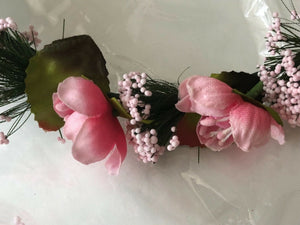 Women Lady wedding Pink Flower Hair Head ribbon Headband crown Garland wreath
