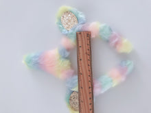 Womens Girl Fluffy Rainbow Unicorn Horn Costume Ear Party Hair band headband