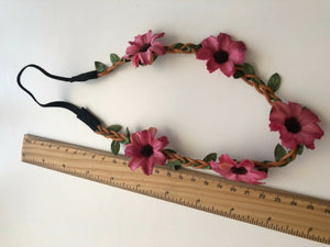 Women Flower Girl Boho Party Wedding rose flower Crown braid hair band headband