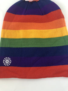 Men Women Knit Winter Warm Hiking Ski Bike Head Rainbow Stripe Hat Cap Beanie