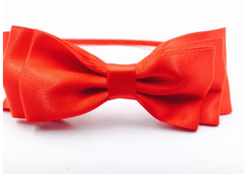 Women Girl School Red Satin Bow Snow White Party Xmas Hair Head band Headband