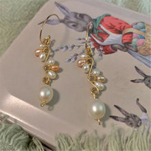 Women Elegant Handmade 14k Gold plated Natural Pearl Pink Dangle Earrings gift