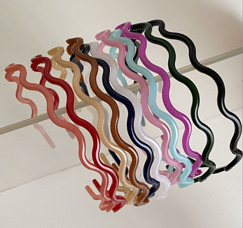 Women Girl School Zig Zag Wavey Wavy Acrylic Plastic Hair band Headband hoop