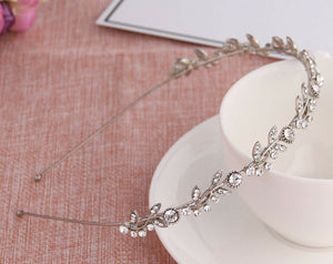 Women Lady Silver Crystal Leaf Party Hair Head Band Headband Hoop headpiece