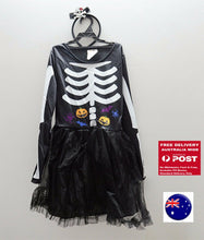 Kid Girl Children Halloween Party Skull Skeleton Tutu headband Costume Dress