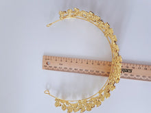 Women Forest Queen Prom Royal Gold Leaf Crystal High Hair Headband Tiara Crown