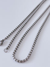 Men Silver color Stainless steel Titanium Plated Square Chain Necklace 3x60cm