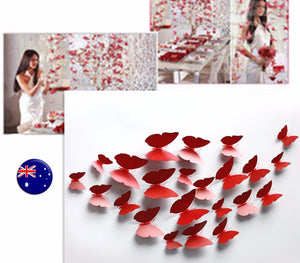 12PC Christmas Wedding Red Butterfly Party Magnetic Home Decorations