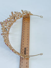 Women Bride Prom Pink Rhinestone Queen Crystal Gold Color Headband Tiara Crown