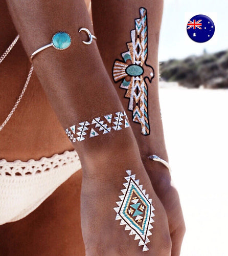 Women Girl Retro BOHO Turquoise Blue stone moon Bracelet Wrist Bangle Harness