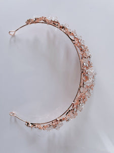 Women Rhinestone Crystal Queen Prom Party Hair Headband Rose Gold Crown Tiara