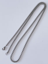 Men Silver color Stainless steel Titanium Plated Square Chain Necklace 3x60cm