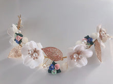 Women Gold Leaf White flower Wedding Hair Band Headband Crown Tiara Fascinator