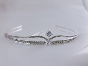 Women Wedding Crystal Silver Slim Simple Hair Band Headband Hoop Tiara Crown