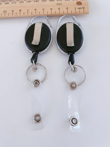 2 Retractable Badge Holder Reel Swipe Card Security ID Pull Key RING Clip Tag