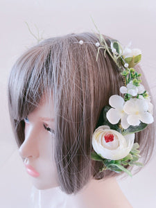 Women Cream White Flower Girl Leaf Rustic Woodland Hair Headband Crown Garland