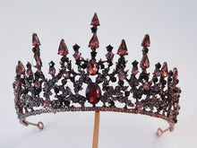 Women Purple Crystal Retro Black Bronze Queen Hair Headband Head Crown Tiara