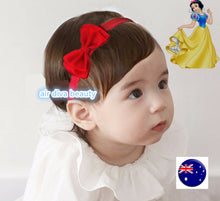 Baby Girls School Red Lace Satin Bow Snow white Party Xmas Hair band Headband