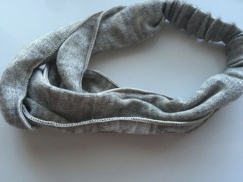 Women Lady 80' 70' BOHO Cross fluffy Bandana look Hair Wrap Head band headband Grey Cross Headband