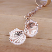 Women Lady Girl Shell Shape Rose gold color Phone frame Open Locket Necklace