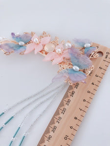 Women Han Tang Oriental Retro Fairy Butterfly Lace hair Clips Accessory Tassel