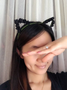 Women Girl Black Rose Kitty Cat Ears Costume Party Hair Headband band Hoop PROP