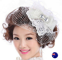 Women white Wedding Bride Veil  Melbourne Cup Flower Party Hair Clip Fascinator