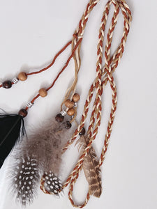 Women BOHO Suede Feather Peacock Braided Beach Hair head band Headband Wrap Belt