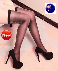 Women Sexy Black High Thigh Over Knees SHINE Pantyhose Glitter Tights Stocking