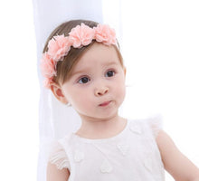 Baby birthday Girl Kid BOHO Pink chiffon Flower Elastic Hair head band Headband