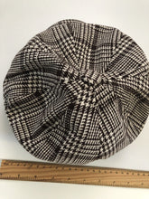 Women Retro warm Brown Check Conductor French octagonal Hat Cap Beret Beanie