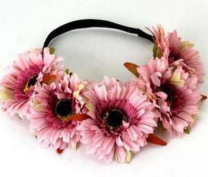 Women Girl flower Red Pink Daisy wedding Party Hair Elastic Headband Garland