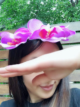 Women Purple Orchid Flower Girl Fairy Hair Headband Crown Garland+ bracelet