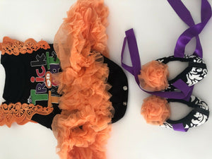 Kid Girl Baby Witch Pumpkin Tutu Party Halloween Costume Romper headband SHOES
