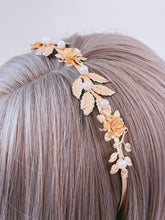 Women Girl Gold Rose Pearl Leaf Party Hair Head Band Headband Hoop headpiece