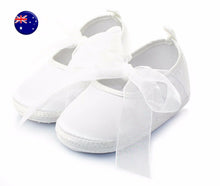 Baby Shower Infant Girl Kids Christening Ballet White Satin Gem Lace bow Shoes