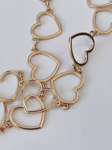 Women Chic Party Metallic Gold Love Heart Shape Chain Dress Tassel Belt Gift her