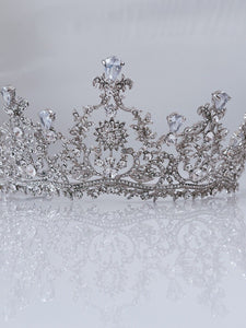 Women Wedding Bridal Crystal Silver Zircon Rhinestone High Hair Tiara Crown