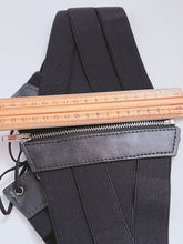 Women Black Retro Party Waist Elastic Wide Corset Belt band Tie up Zip Wrap