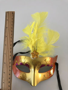 Women LED lightening Feather Costume Party Fancy Dance Ball Eye Face Mask prop