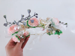 Pink flower Girl Women Wedding Floral Party Hair Headband Crown Garland tiara