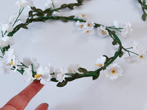 Women Simple White Little Flower Halo Boho Hair Headband Tiara Garland Leaf