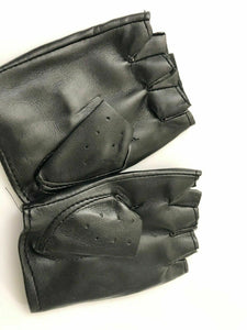 Boy Girl Children Party Fingerless Synthetic Leather Rock Black short Gloves