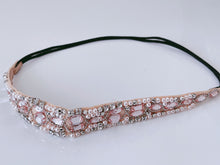 Women BOHO Bling Beige Pink Crystal Rhinestone Elastic Hair Headband Head band