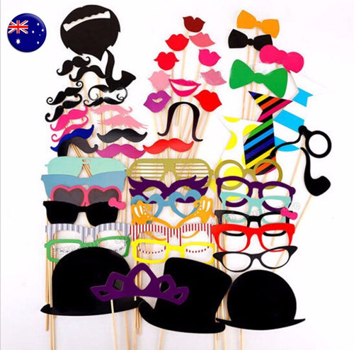 58PC Fun Novelty Birthday Hat Mustache wedding Party Photo booth PROP selfie