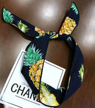 Women Girls Pineapple Fruit Hawaii retro Wire Bunny Ear bow scarf Hair headband