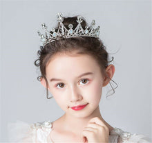 Children Flower Girl Princess Birthday Crystal Silver color Tiara Hair Crown