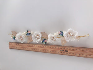 Women Gold Leaf White flower Wedding Hair Band Headband Crown Tiara Fascinator