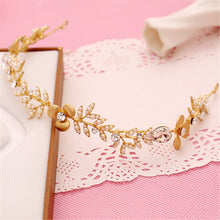 NEW Women Bride Beach wedding Flower Girl gold leaf Pearl Hair Headband Garland